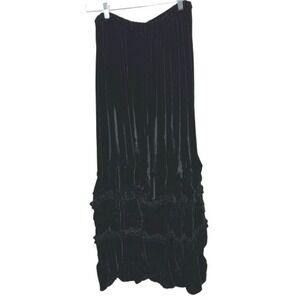 Krista Larson Velvet Tiered Maxi Skirt Black‎